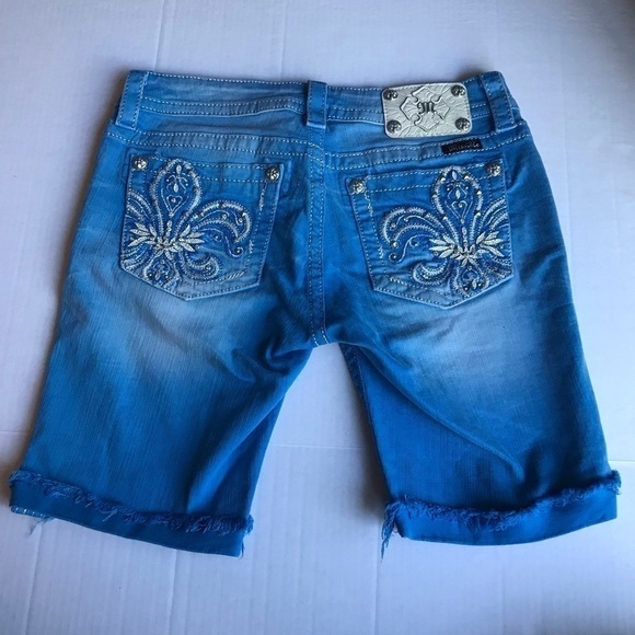 Miss Me Bermuda Pacific Blue Embellished Shorts - Picture 4 of 12